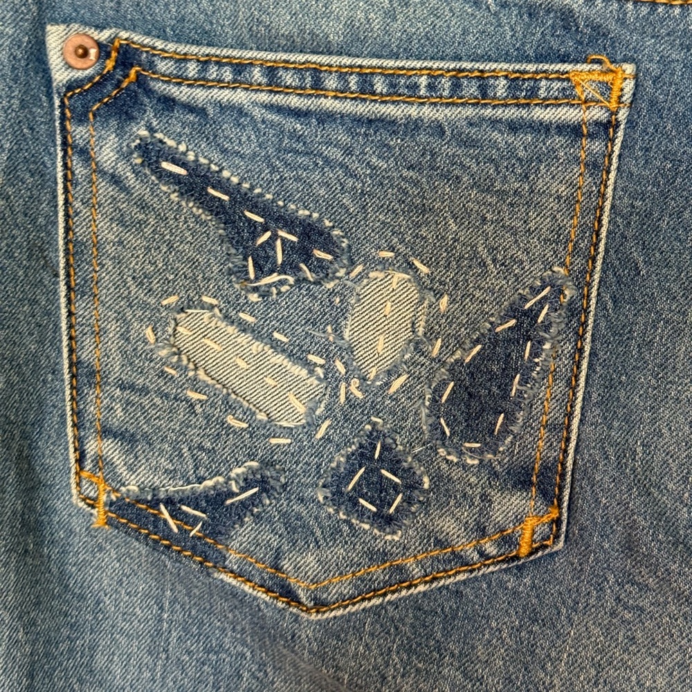 Pilcro & The Letterpress Embroidered Boyfriend Denim Jeans Size 28 - Picture 6 of 11